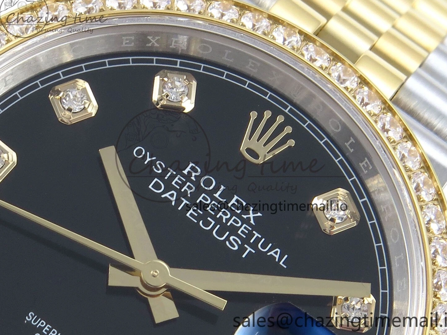 MiroTime 0109 Stretchable DateJust 36 126283RBR EWEF Best Edition Black Diamonds Dial on SS YG Jubilee Bracelet A 634